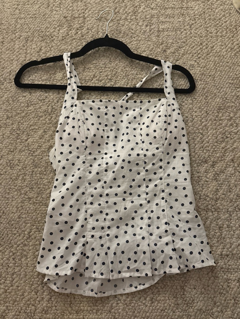 Hollister White Polka Dot Cami Tank Top